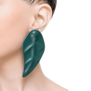 Green Leather 🍃 Earrings